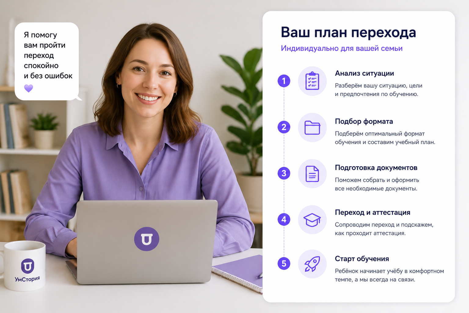 Ваш план перехода в УмСторию: анализ, подбор формата, документы, переход и аттестация, старт обучения
